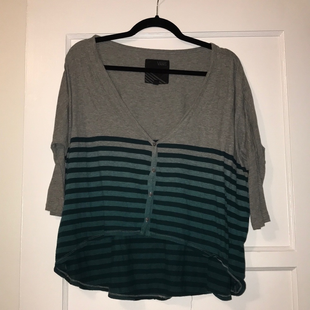 Vans striped asymmetrical 3/4 sleeve cardigan